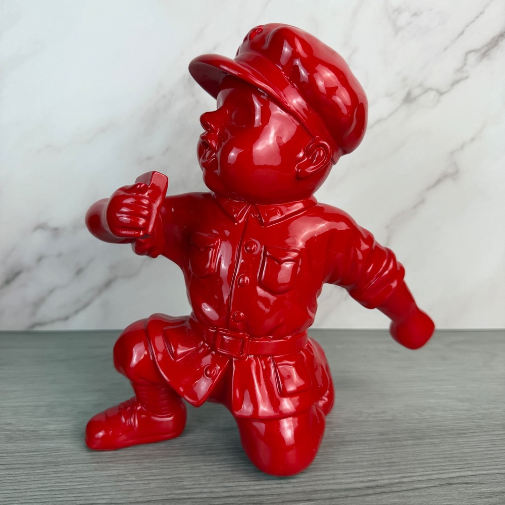 Modern Red Avant-Garde Figurine Chinese Revolutionary Pop Art Boy Statue 7.5"